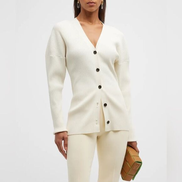 A.L.C Ellen Sequin Merino Wool Cardigan in ivory - Picture 7 of 9